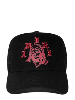 Amiri Reaper Branded Logo Black Trucker Hat
