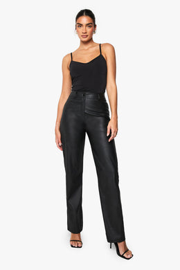 Straight Leg Leather Look Trousers