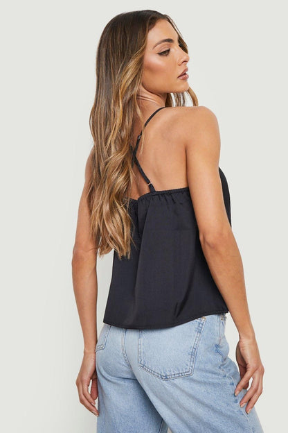 Cowl Neck Cross Back Cami Top