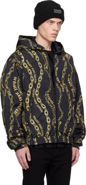 Black Chain Couture Reversible Puffer Jacket