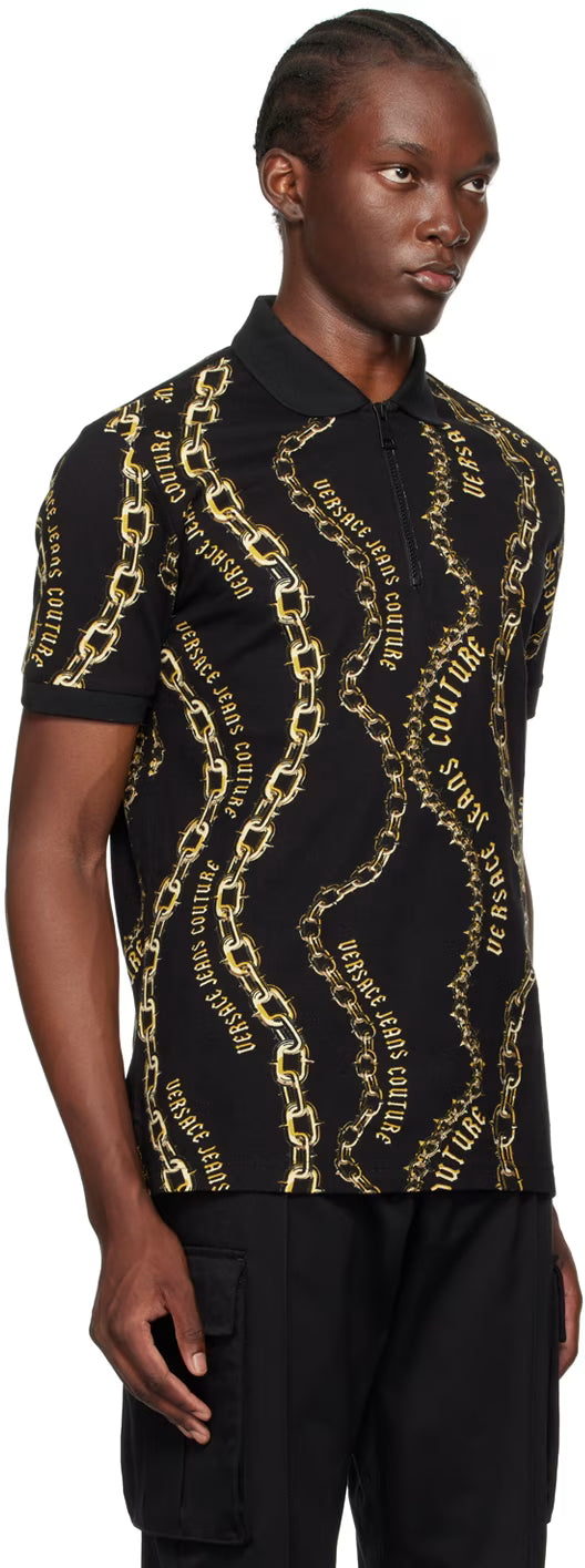 Black & Gold Chain Couture Polo