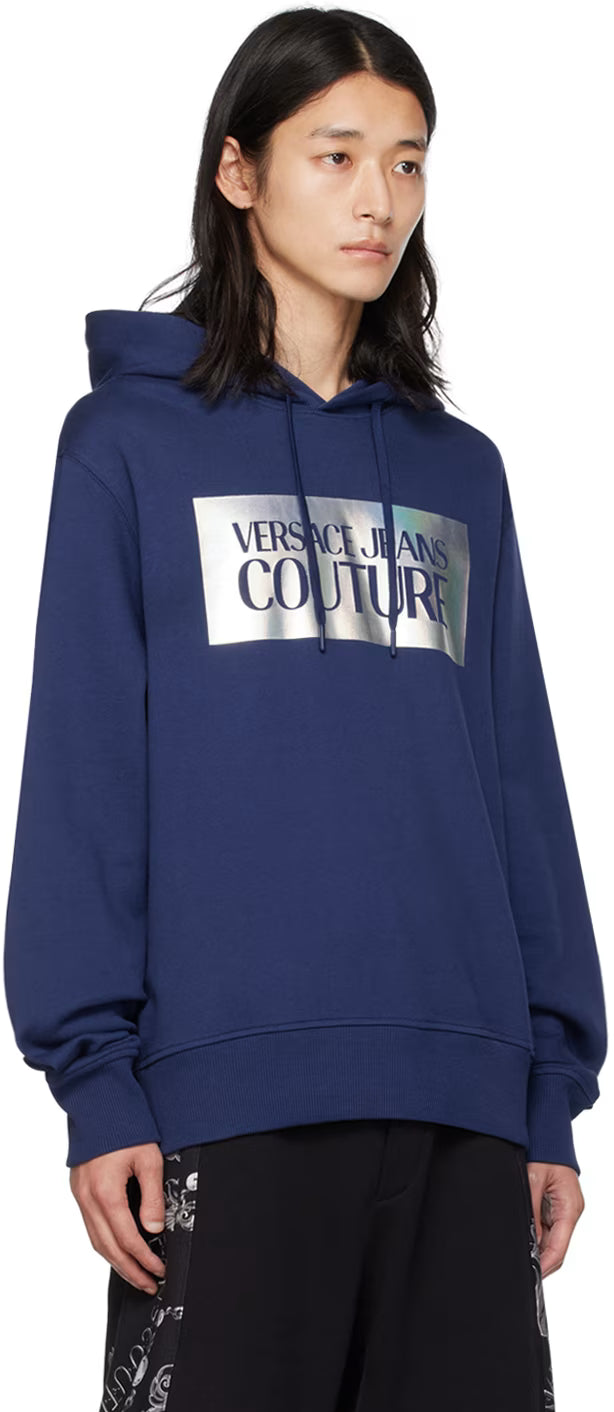 Navy Printed Hoodie
