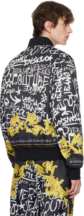 Black Graffiti Bomber Jacket