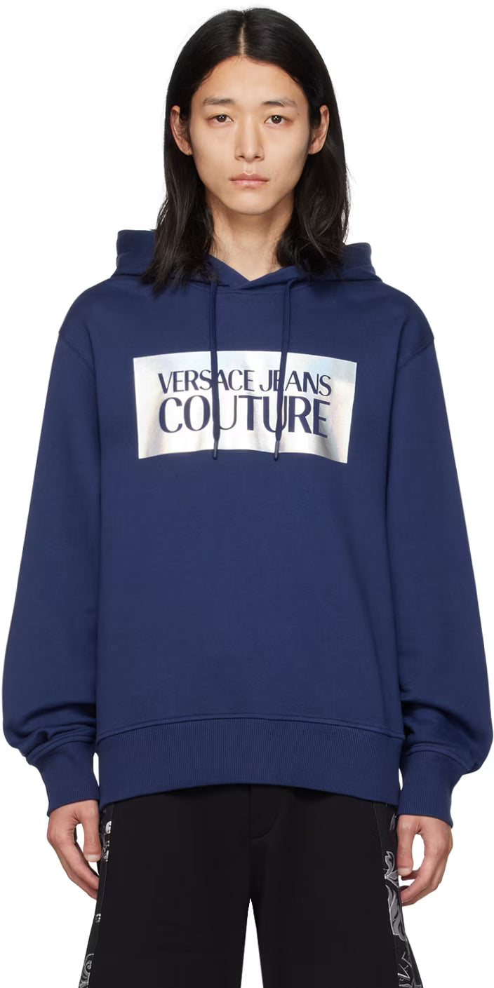 Navy Printed Hoodie