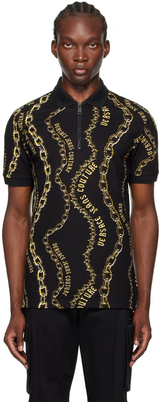 Black & Gold Chain Couture Polo