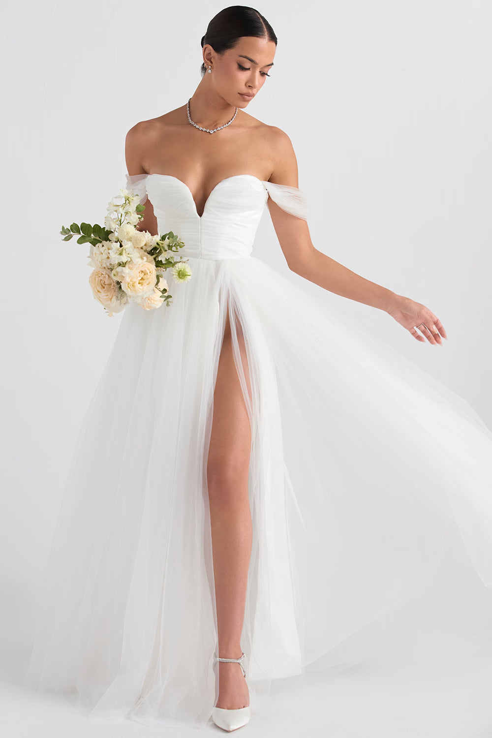 Fairytale white tulle bridal gown