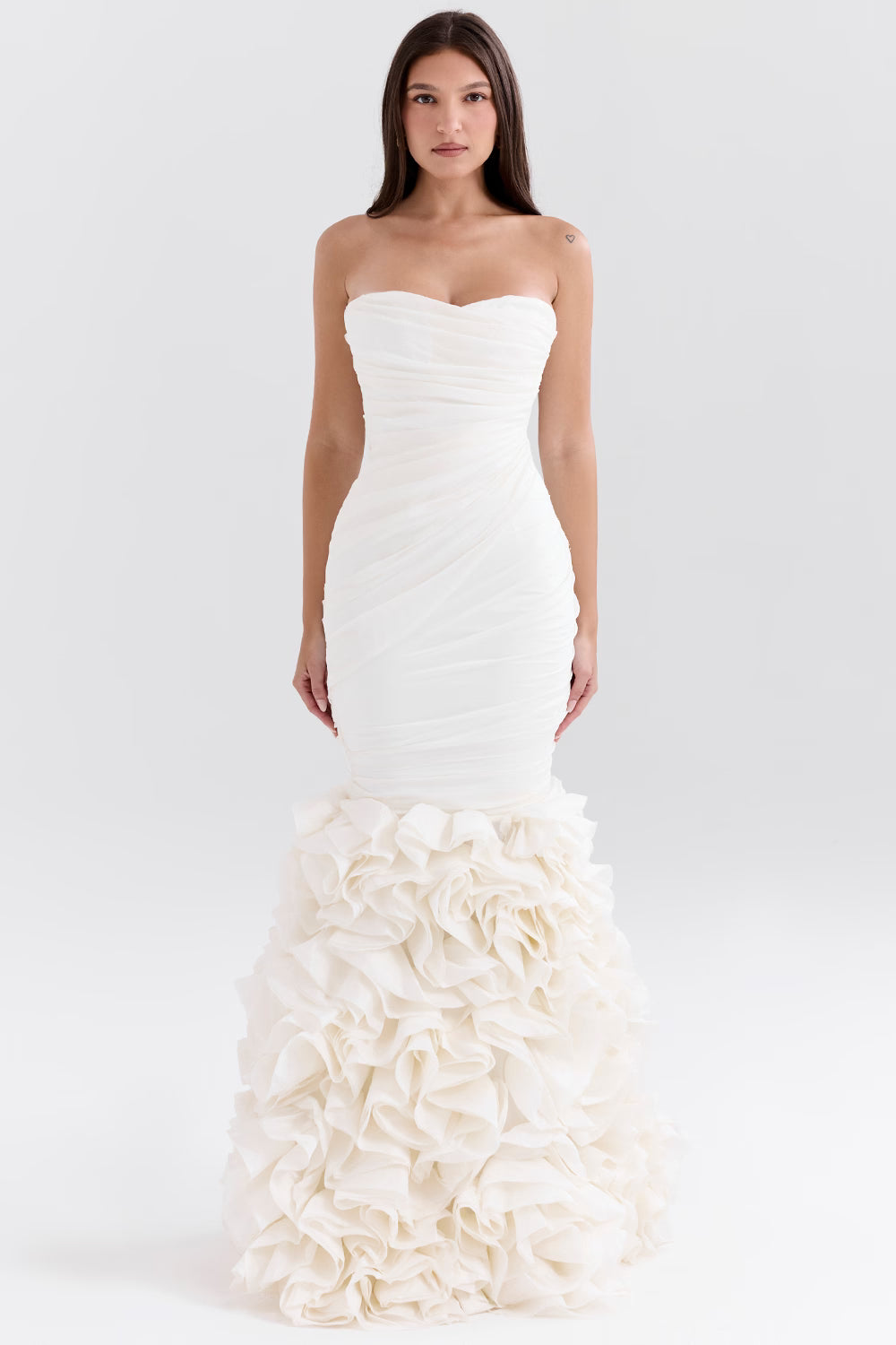 Gabrielle ivory strapless ruffle bridal gown