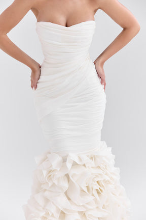 Gabrielle ivory strapless ruffle bridal gown