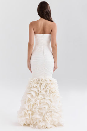 Gabrielle ivory strapless ruffle bridal gown