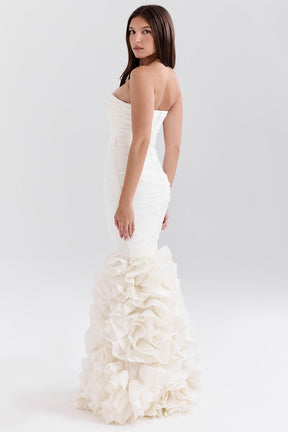 Gabrielle ivory strapless ruffle bridal gown