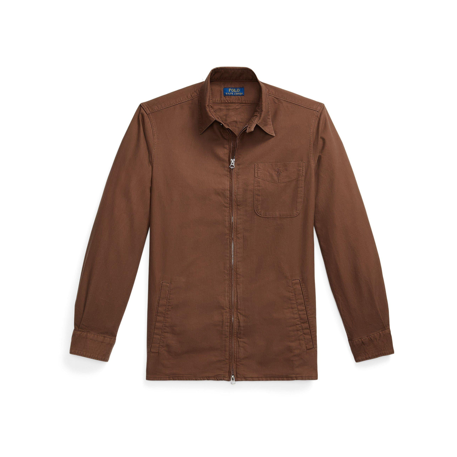 Garment Dye Cotton Long Sleeve Full Zip Overshirt