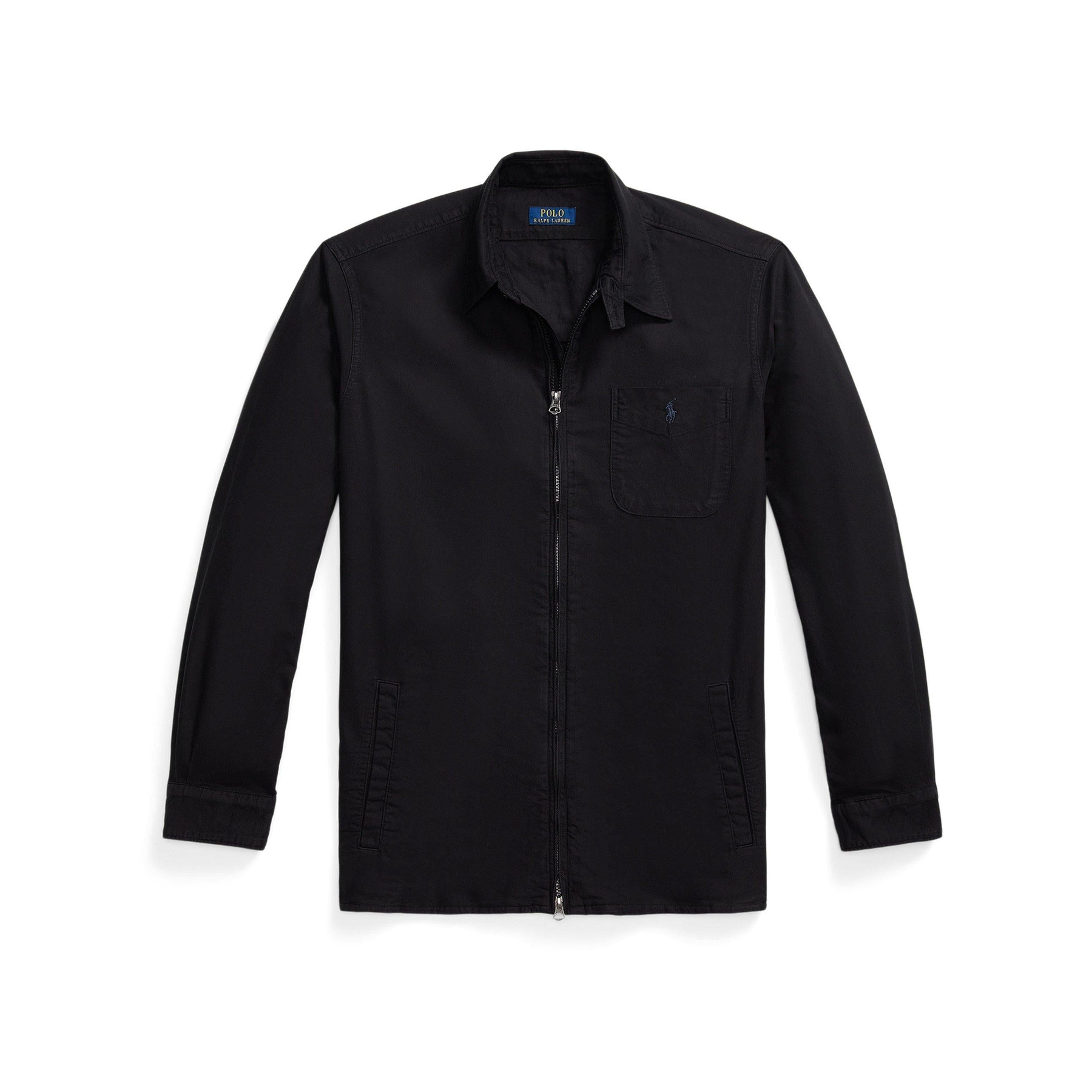 Garment Dye Cotton Long Sleeve Full Zip Overshirt