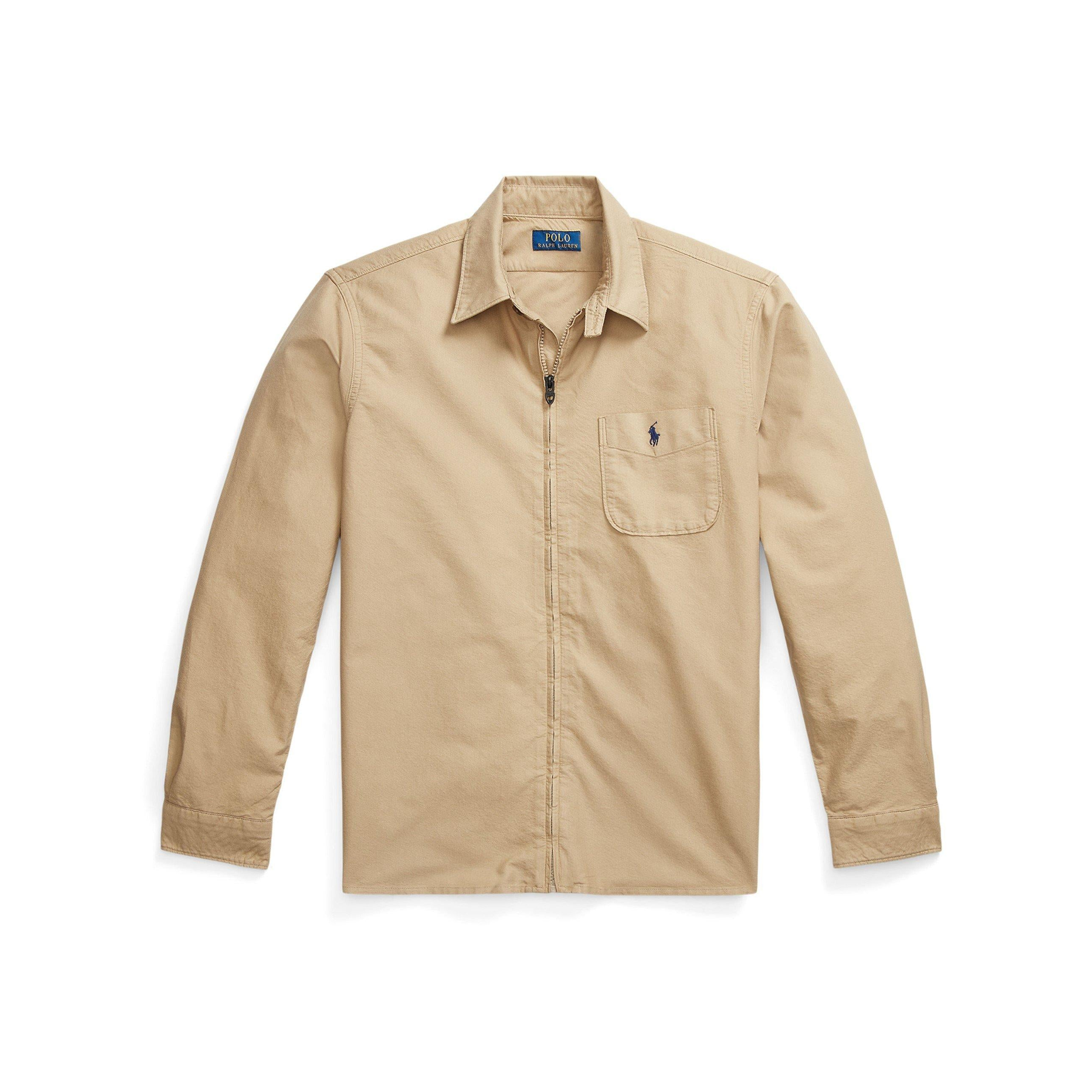 Garment Dye Cotton Long Sleeve Full Zip Overshirt