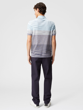 Missoni Slub Pattern Polo in Light Blue and Purple