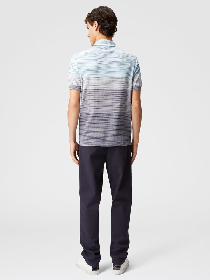 Missoni Slub Pattern Polo in Light Blue and Purple