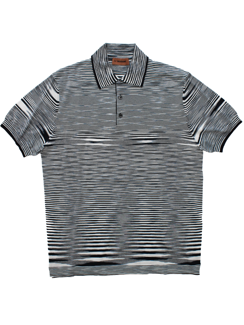 Missoni Short Sleeve Polo in Navy White