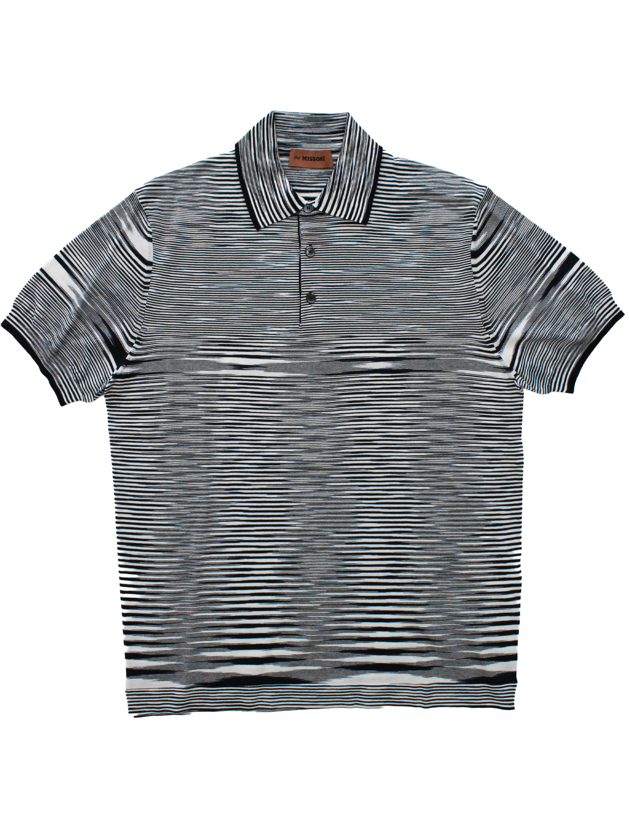 Missoni Short Sleeve Polo in Navy White