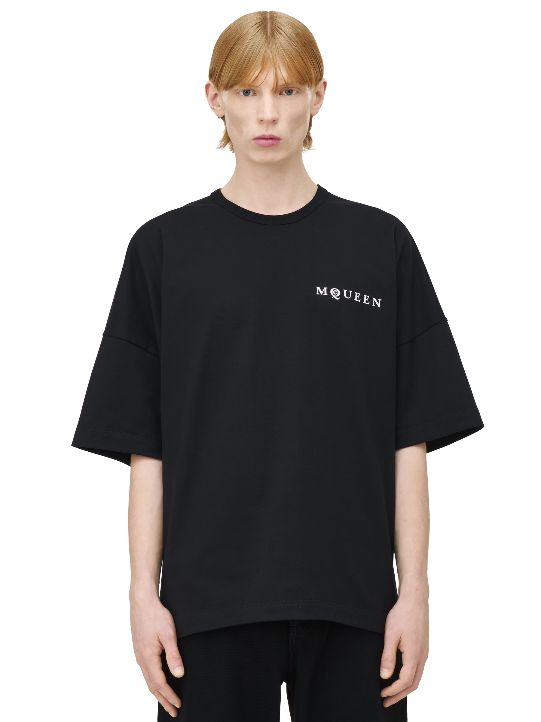 Alexander McQueen Oversized Vertical Back Logo T-Shirt in Black
