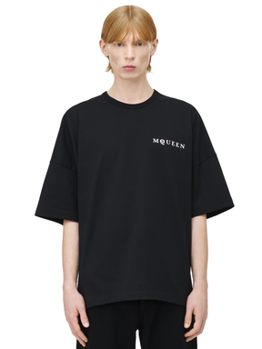 Alexander McQueen Oversized Vertical Back Logo T-Shirt in Black