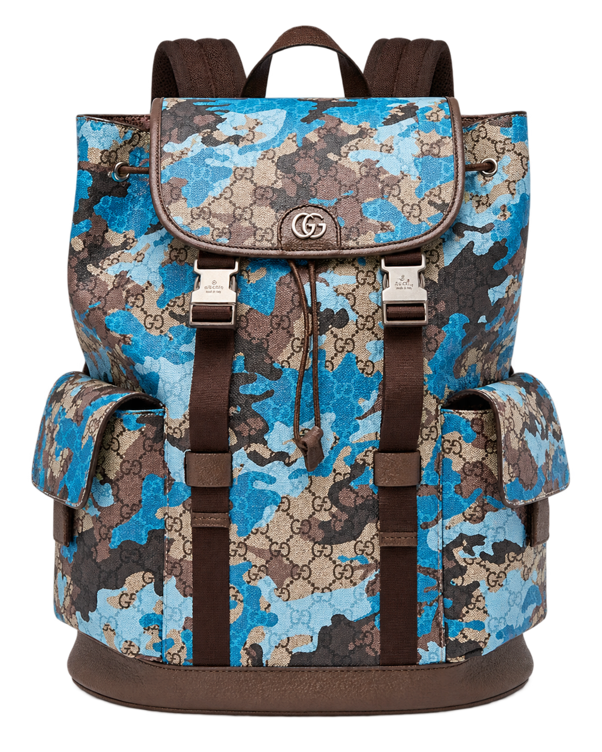 GG Camo Print Coated Canvas Ophidia Large Backpack Bag