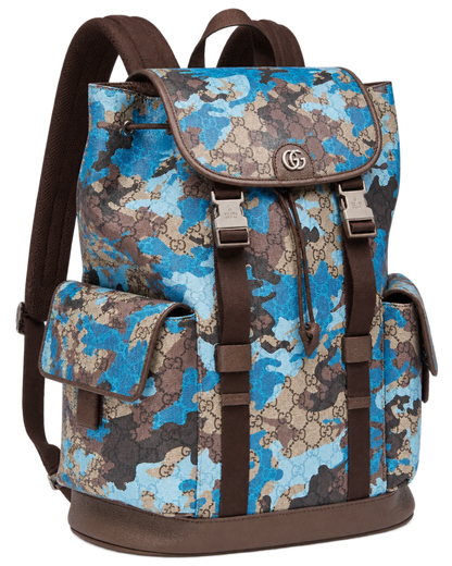 GG Camo Print Coated Canvas Ophidia Large Backpack Bag