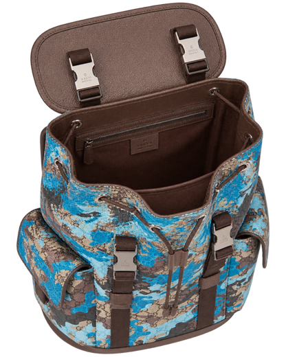 GG Camo Print Coated Canvas Ophidia Large Backpack Bag