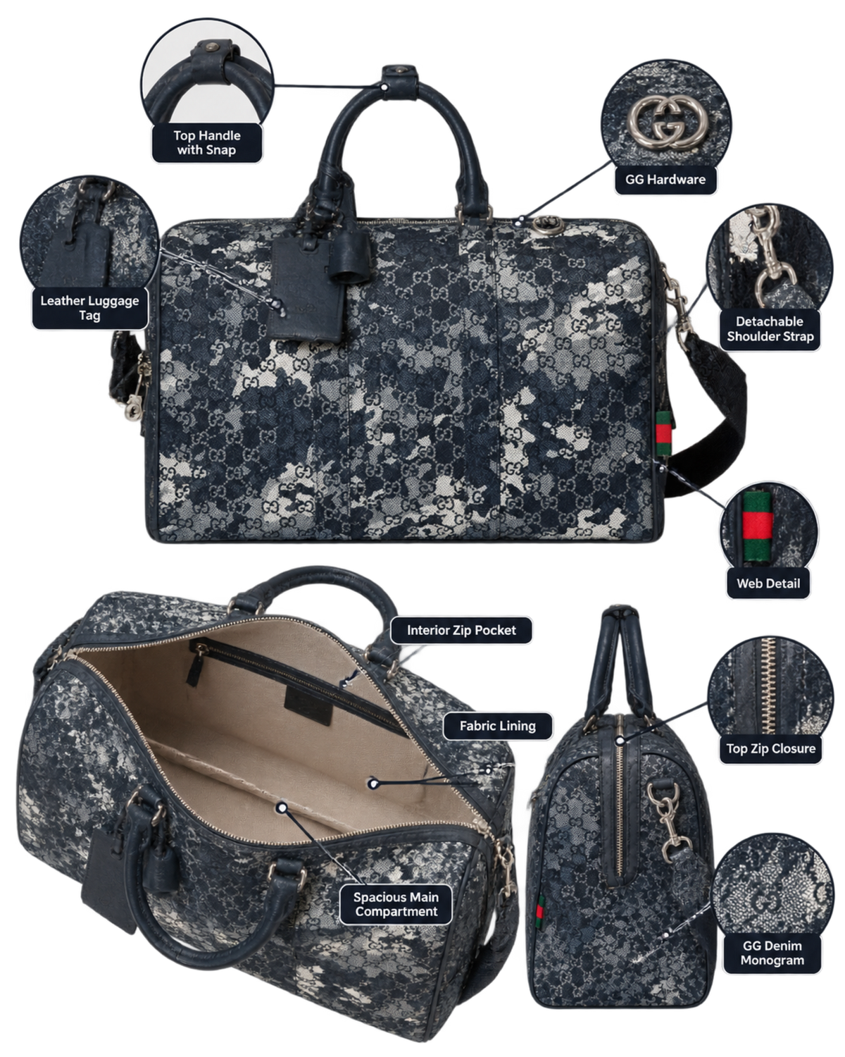 GG denim duffle bag