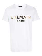 Balmain Paris Gold Foil White T-Shirt
