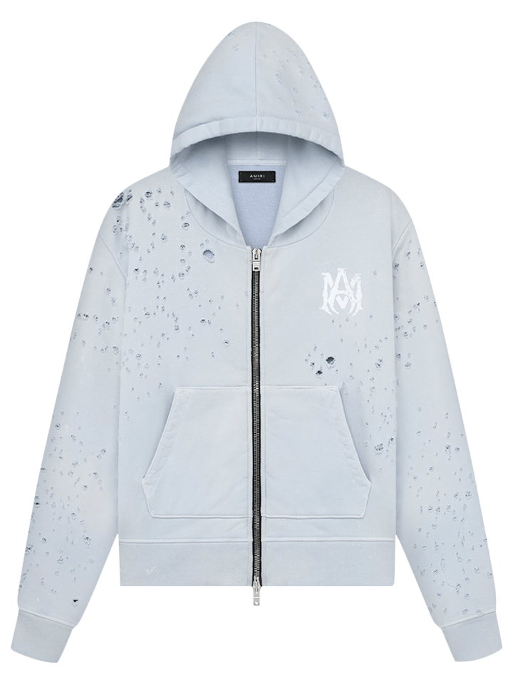Amiri Washed MA Shotgun Hoodie in Grey Dawn
