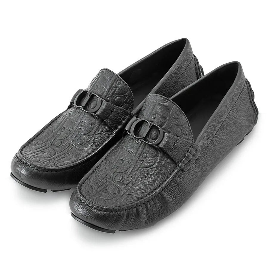 Dior CD Monogram Embossed Leather Loafers – Black