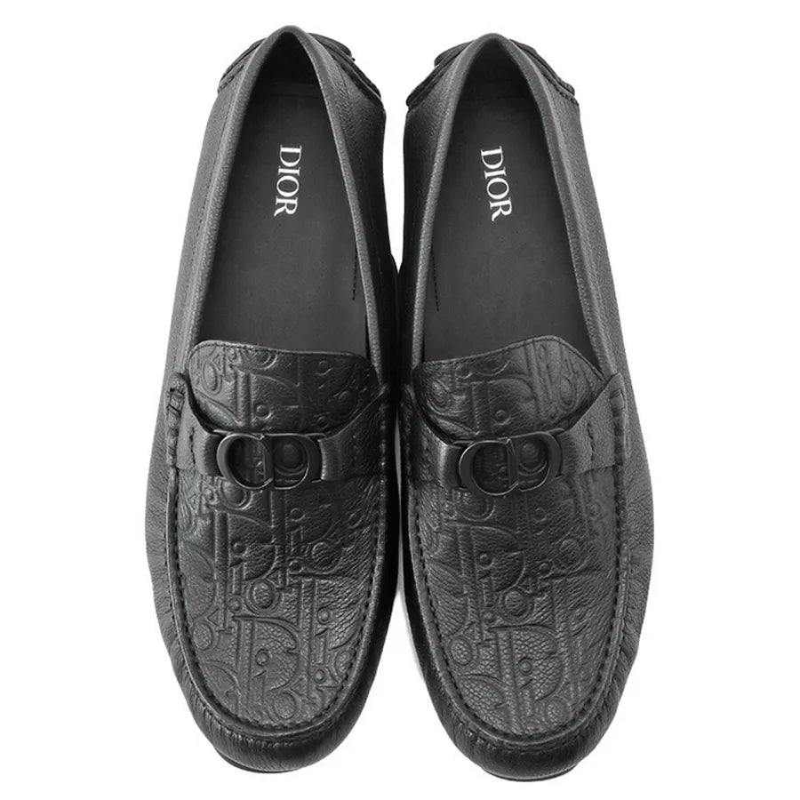 Dior CD Monogram Embossed Leather Loafers – Black