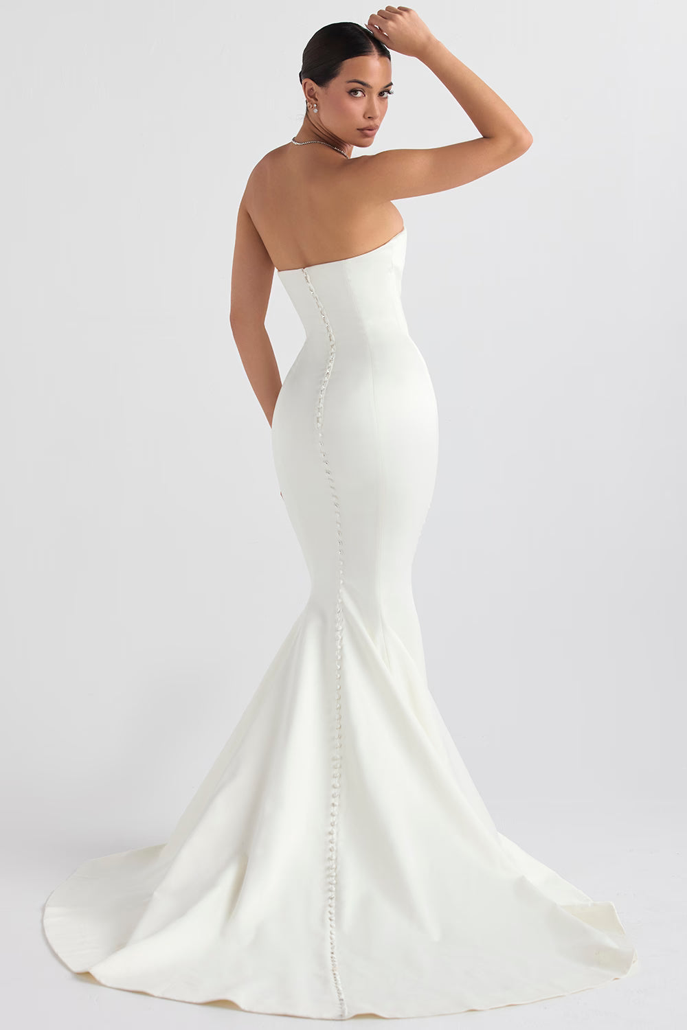 Giselle ivory satin strapless bridal gown