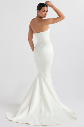 Giselle ivory satin strapless bridal gown
