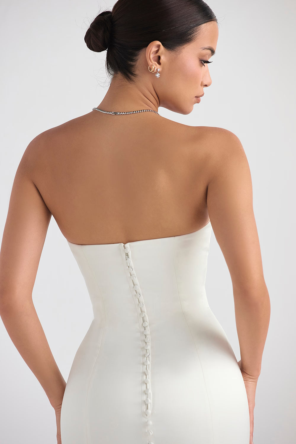 Giselle ivory satin strapless bridal gown