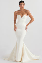 Giselle ivory satin strapless bridal gown