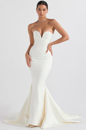 Giselle ivory satin strapless bridal gown