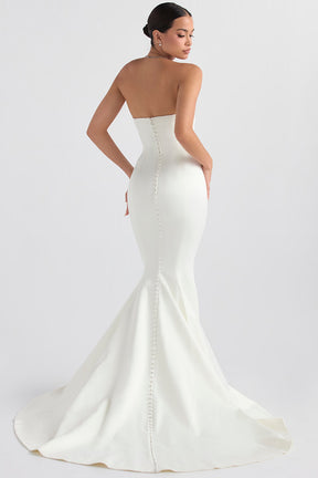 Giselle ivory satin strapless bridal gown