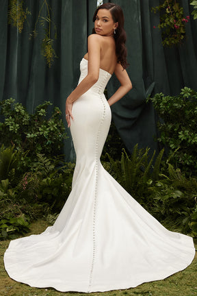 Giselle ivory satin strapless bridal gown