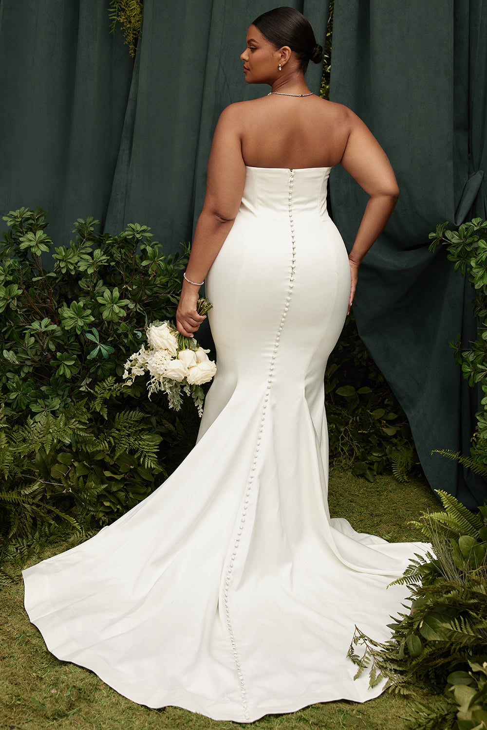 Giselle ivory satin strapless bridal gown