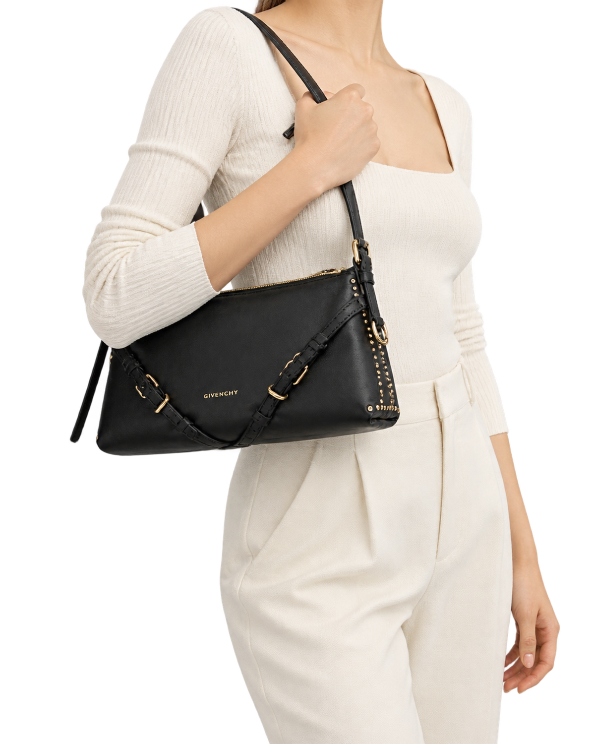GIVENCHY Black Voyou Medium Shoulder Bag