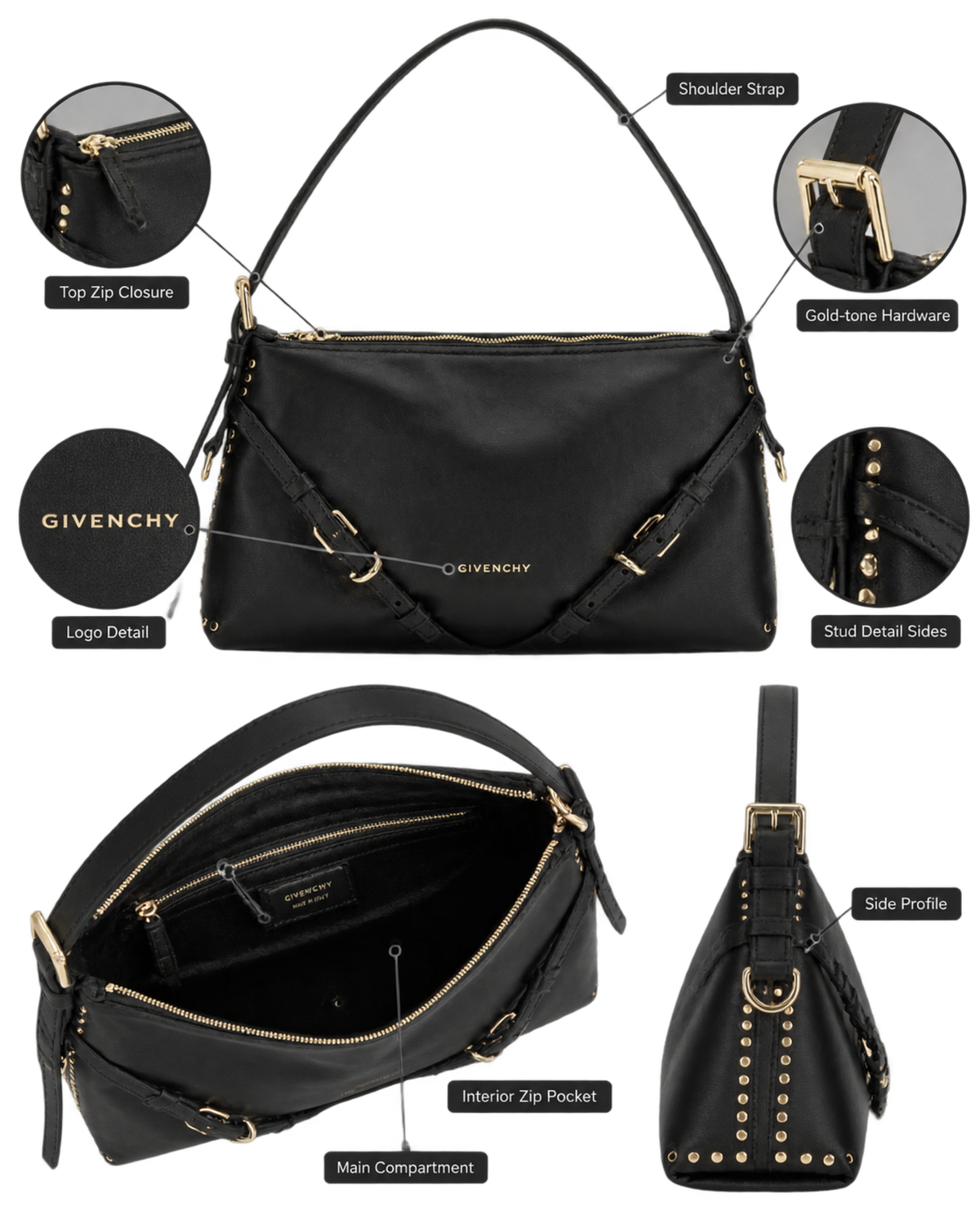 GIVENCHY Black Voyou Medium Shoulder Bag