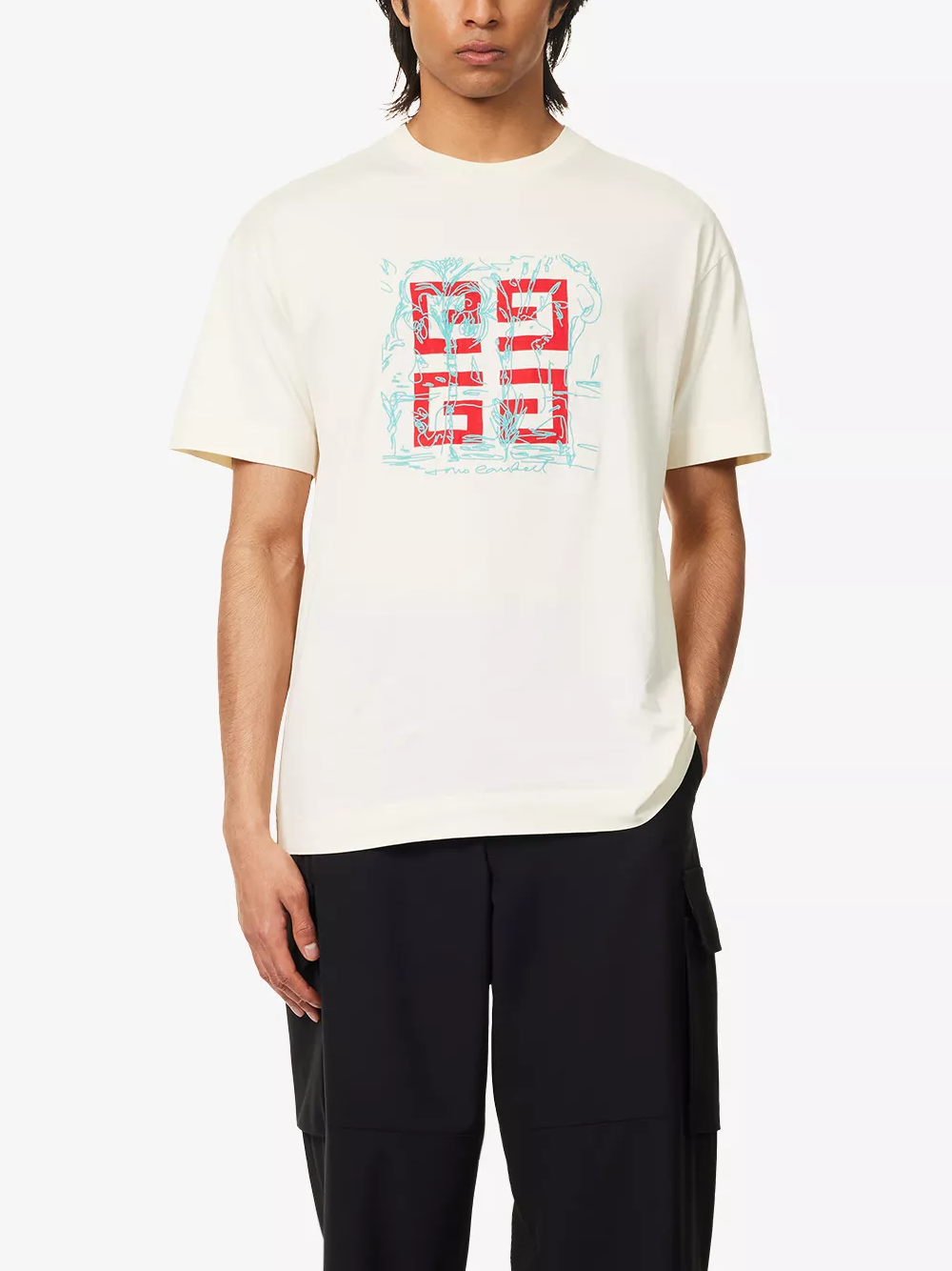 Givenchy Embroidered 4G Logo Print T-Shirt in Off White