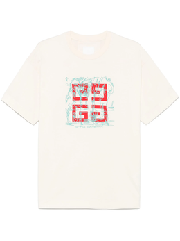 Givenchy Embroidered 4G Logo Print T-Shirt in Off White