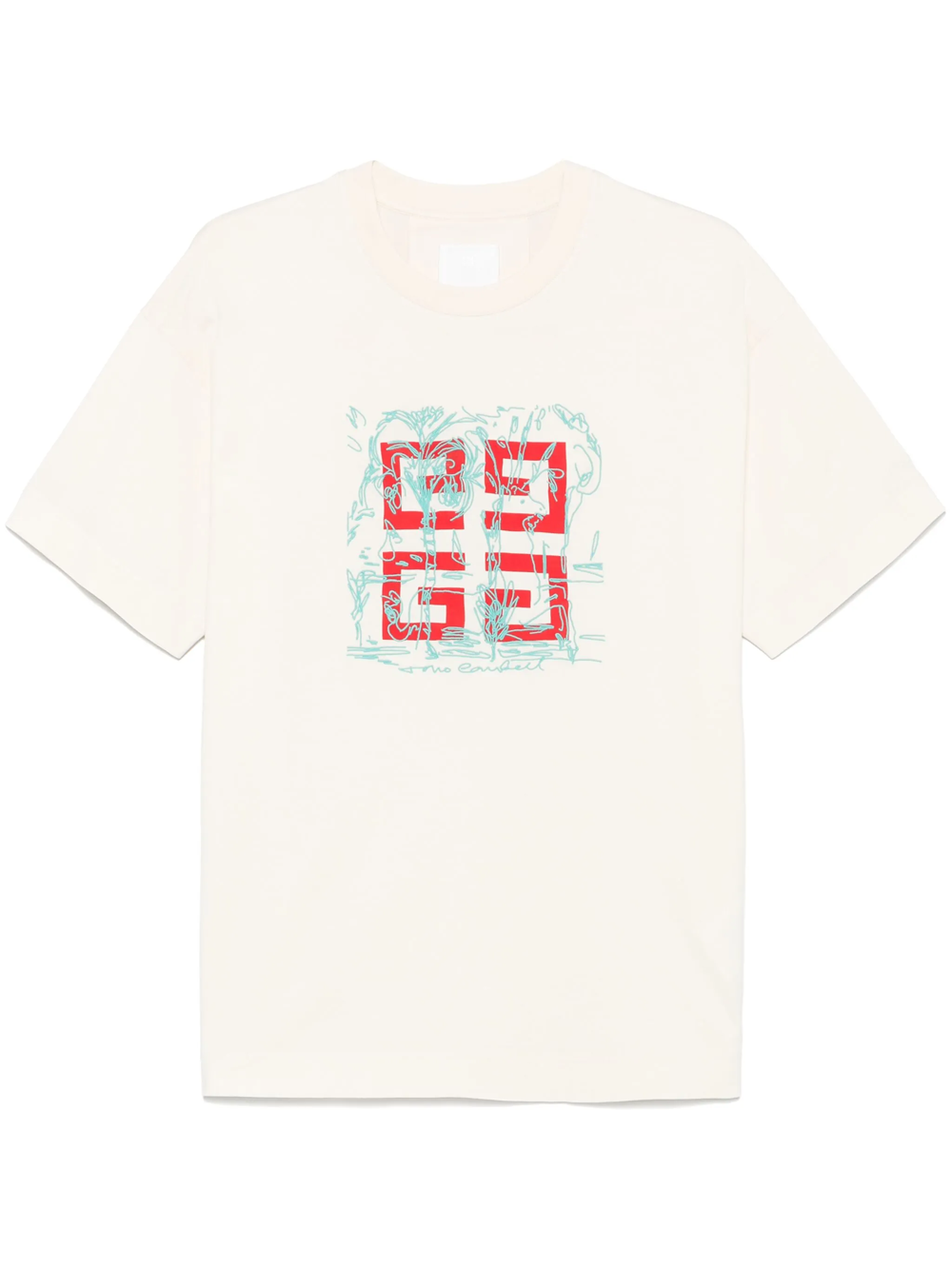 Givenchy Embroidered 4G Logo Print T-Shirt in Off White