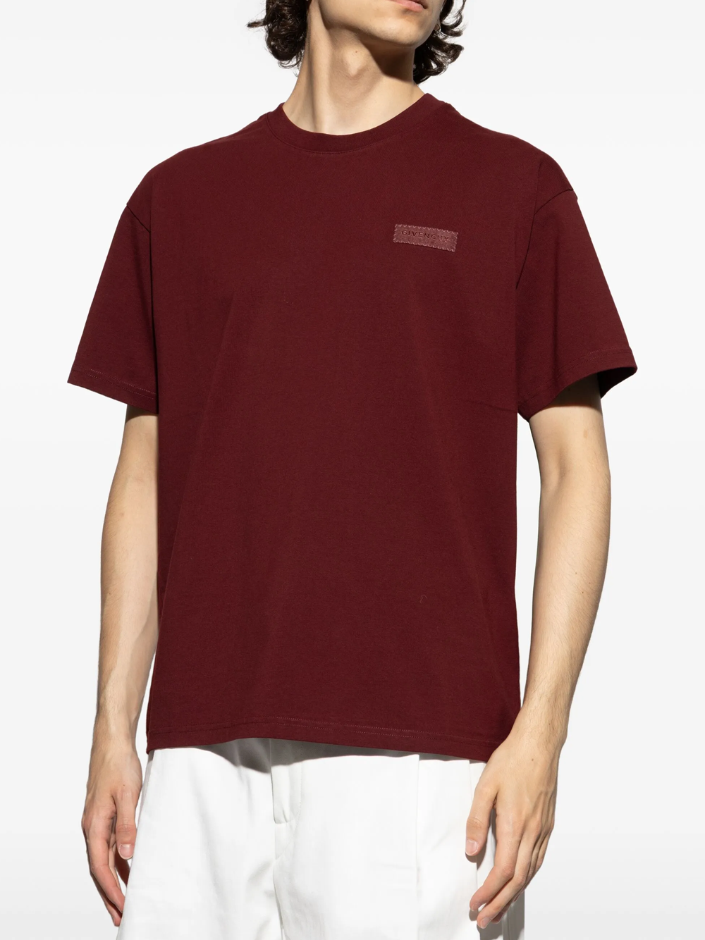 Givenchy Logo Patch T-Shirt in Burgundy