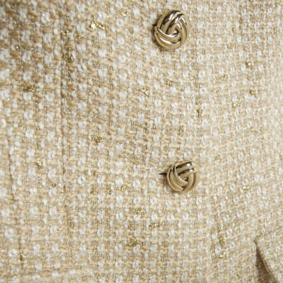 Gold Boucle High Neck Collared Waistcoat