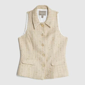 Gold Boucle High Neck Collared Waistcoat