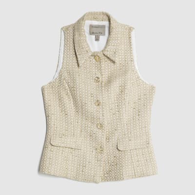 Gold Boucle High Neck Collared Waistcoat