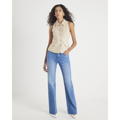 Gold Boucle High Neck Collared Waistcoat