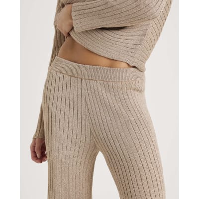 Gold Glitter Wide Leg Trousers